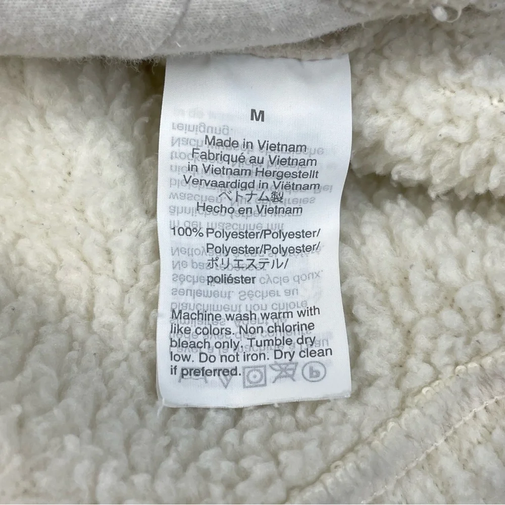 J.Crew Size M 1/4 Zip Jacket Fleece Bright Ivory Pockets Sherpa Cozy Layer Cabin